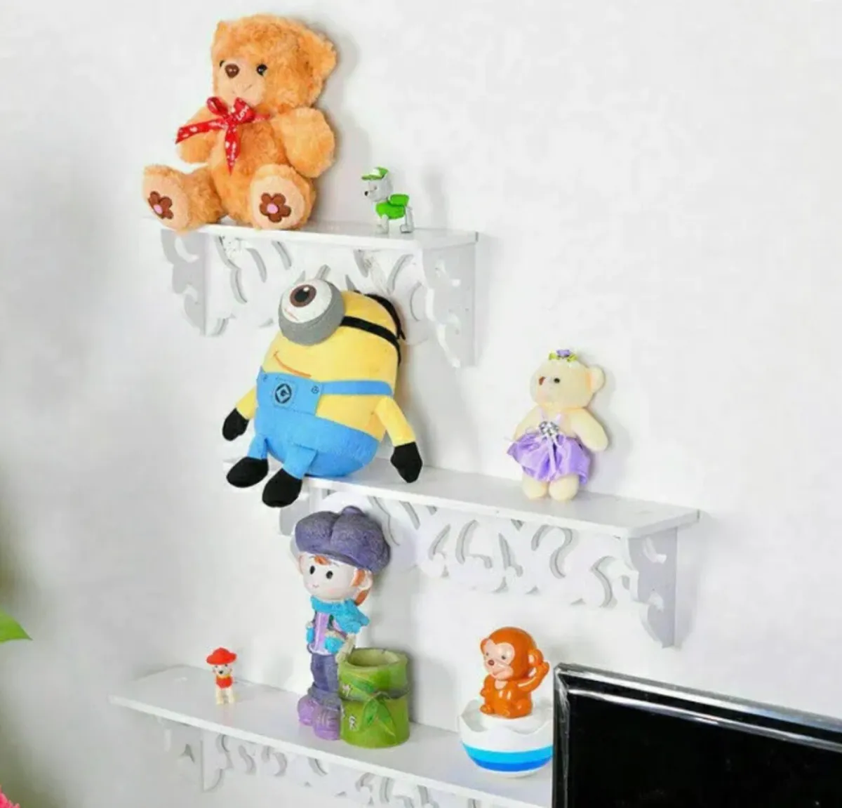 Set of 3 White Floating Wall Shelves Wooden NEW - Image 3