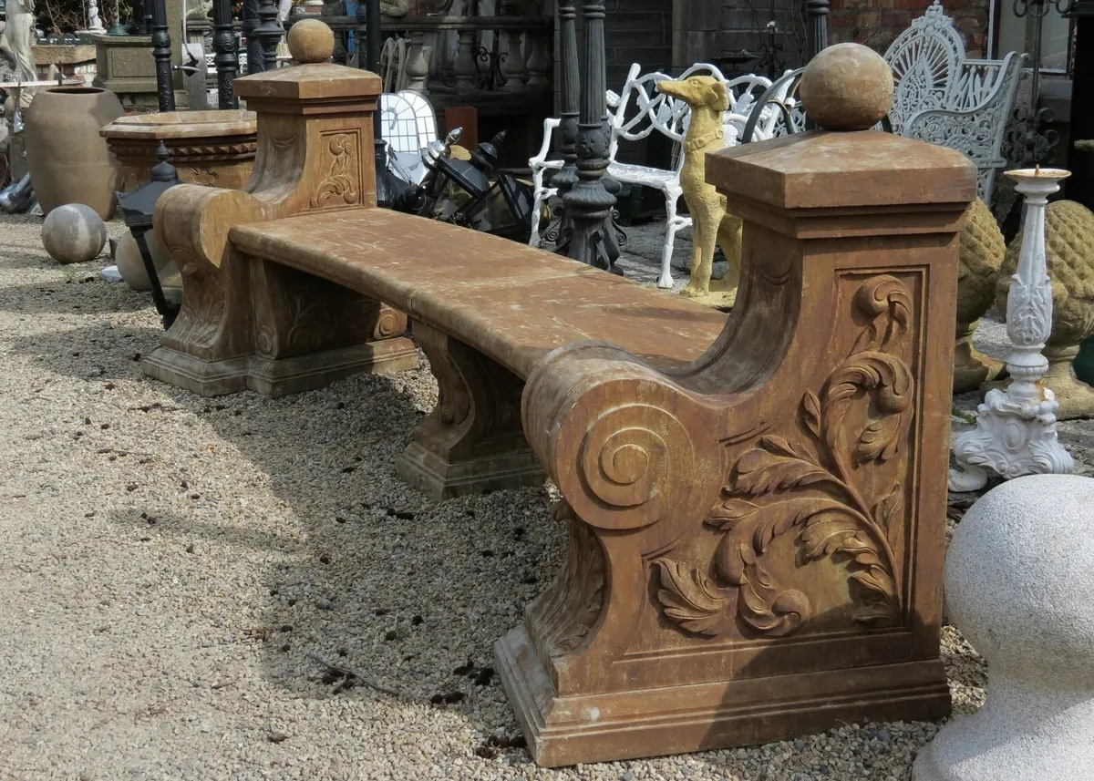 Antique Limestone  Bench - Image 2