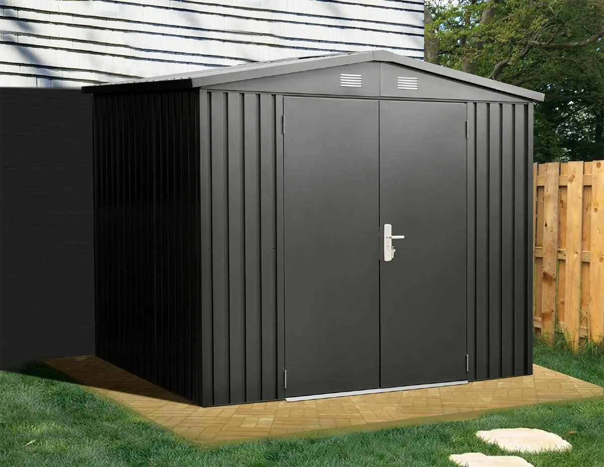 Premium Apex Steel Garden Shed (8x6) - Image 1
