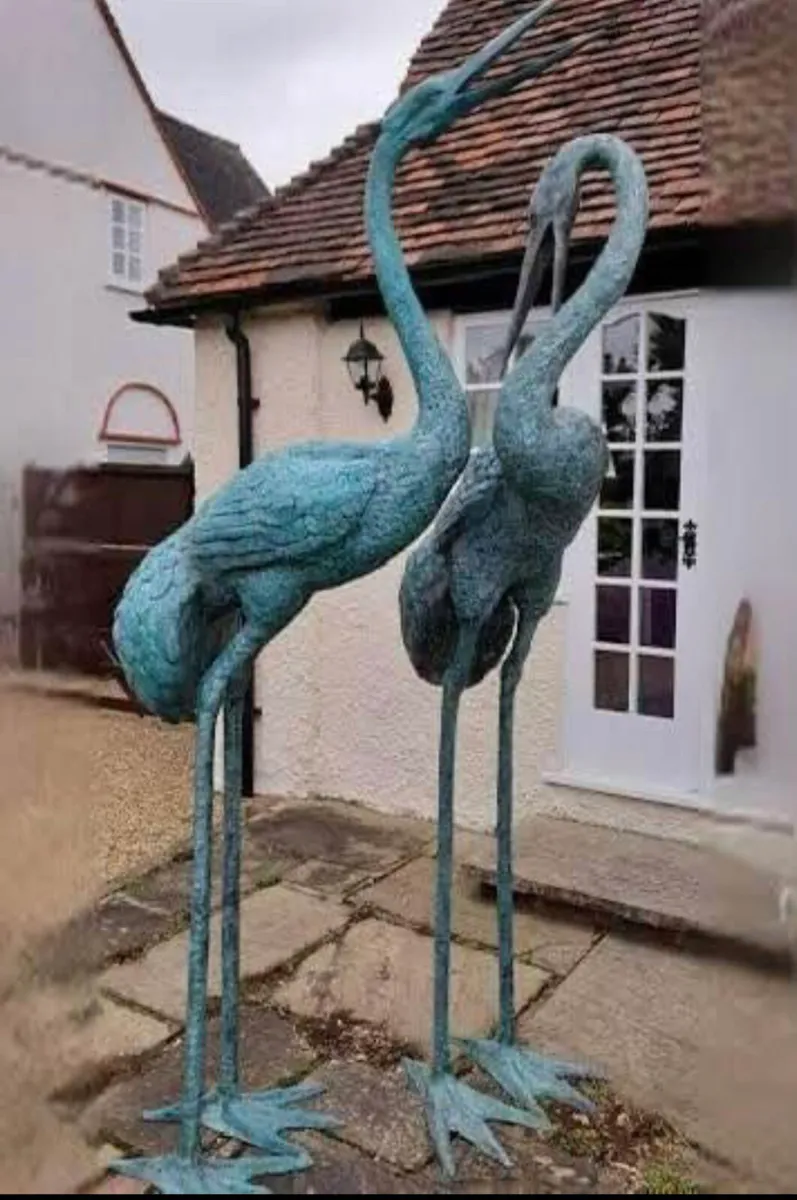 Pair bronze cranes - Image 2