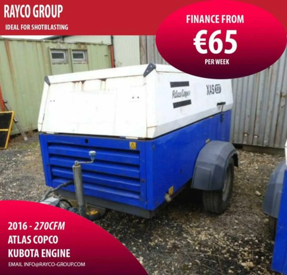 BUY €45 PER WEEK 2016 ATLAS DIESEL AIR COMPRESSOR - Image 2