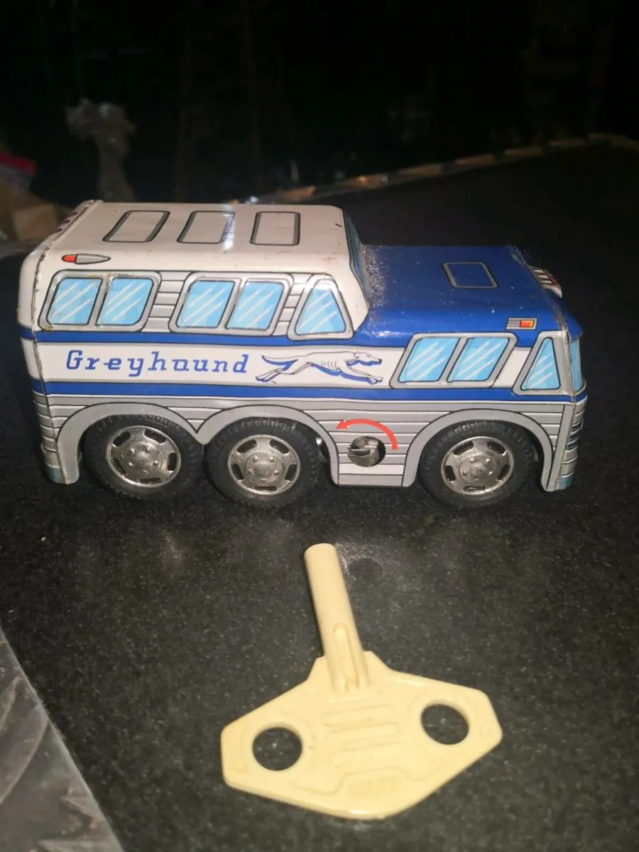 Vintage ASAHI wind up tin toy bus - Image 1