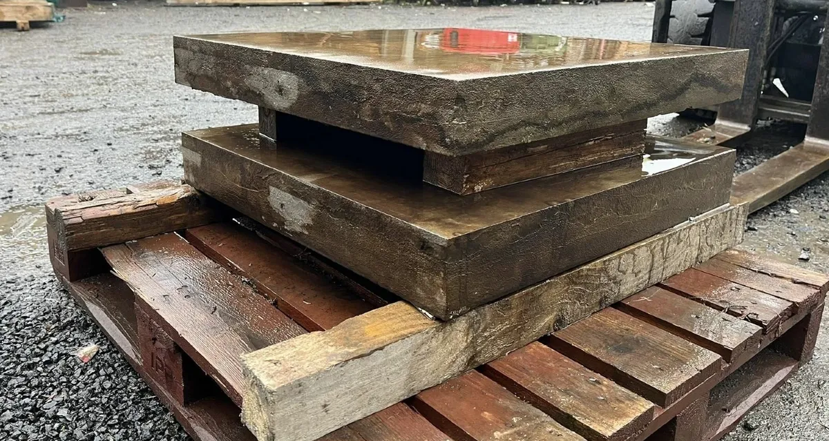 Antique Brown Limestone  Flat Pier Caps - Image 2