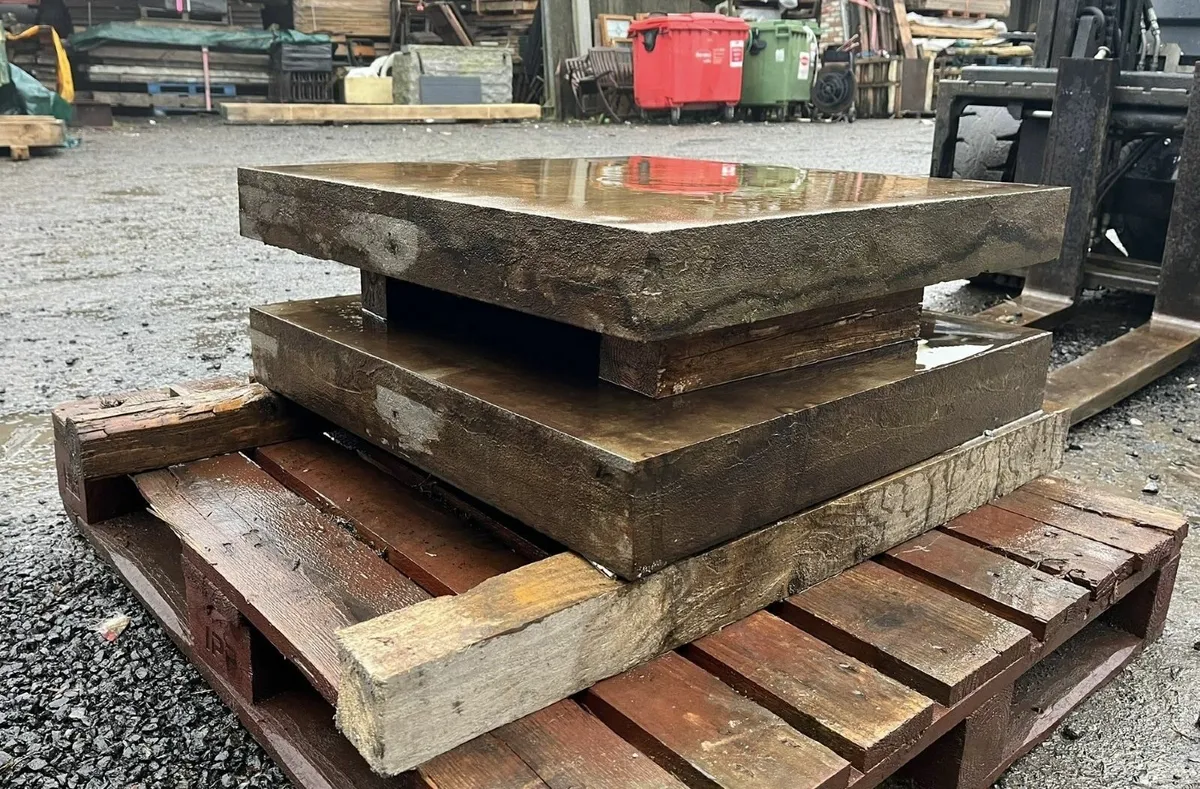 Antique Brown Limestone  Flat Pier Caps - Image 3