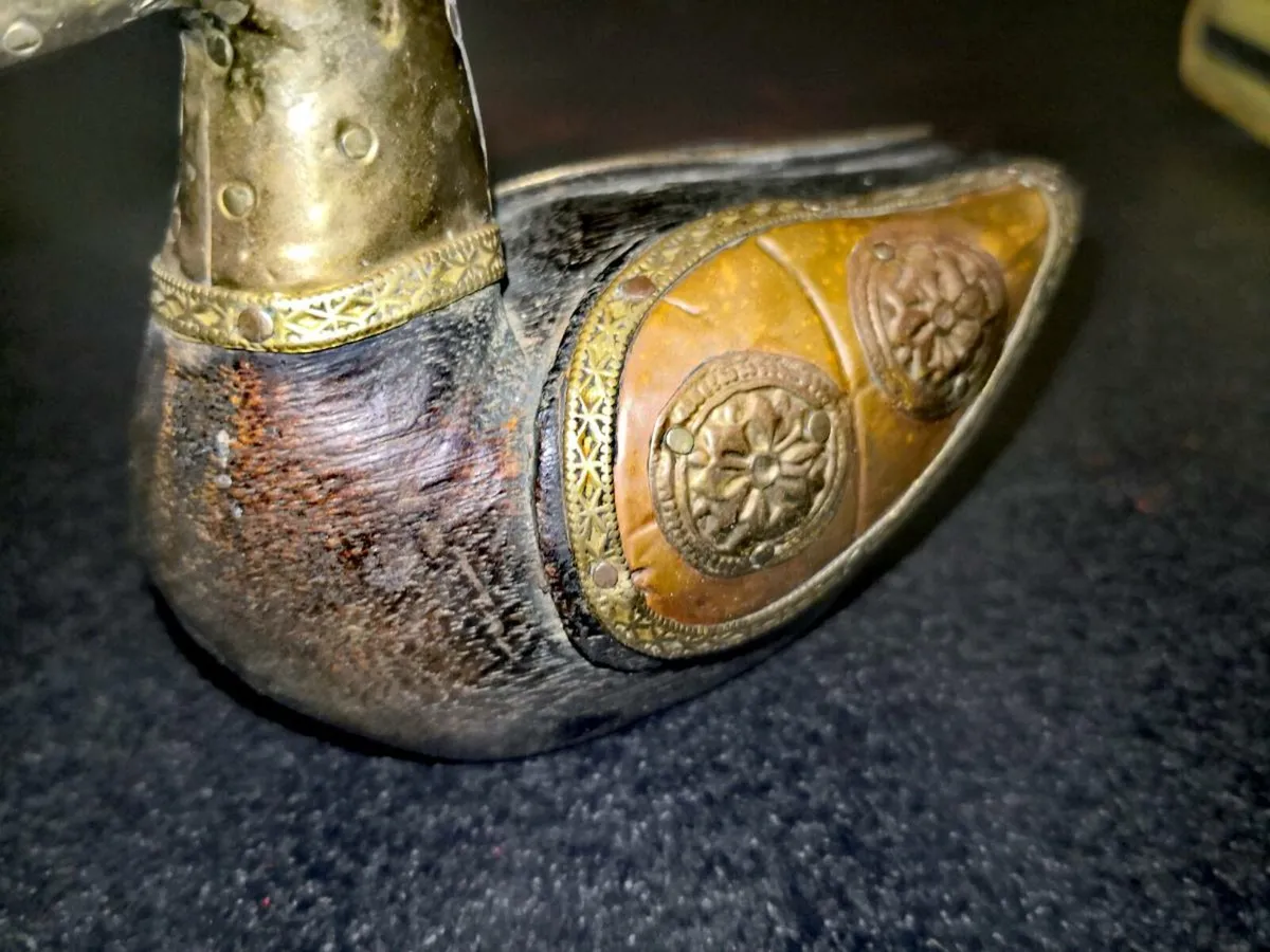 Rare Vintage hand crafted wooden and brass duck - Image 2