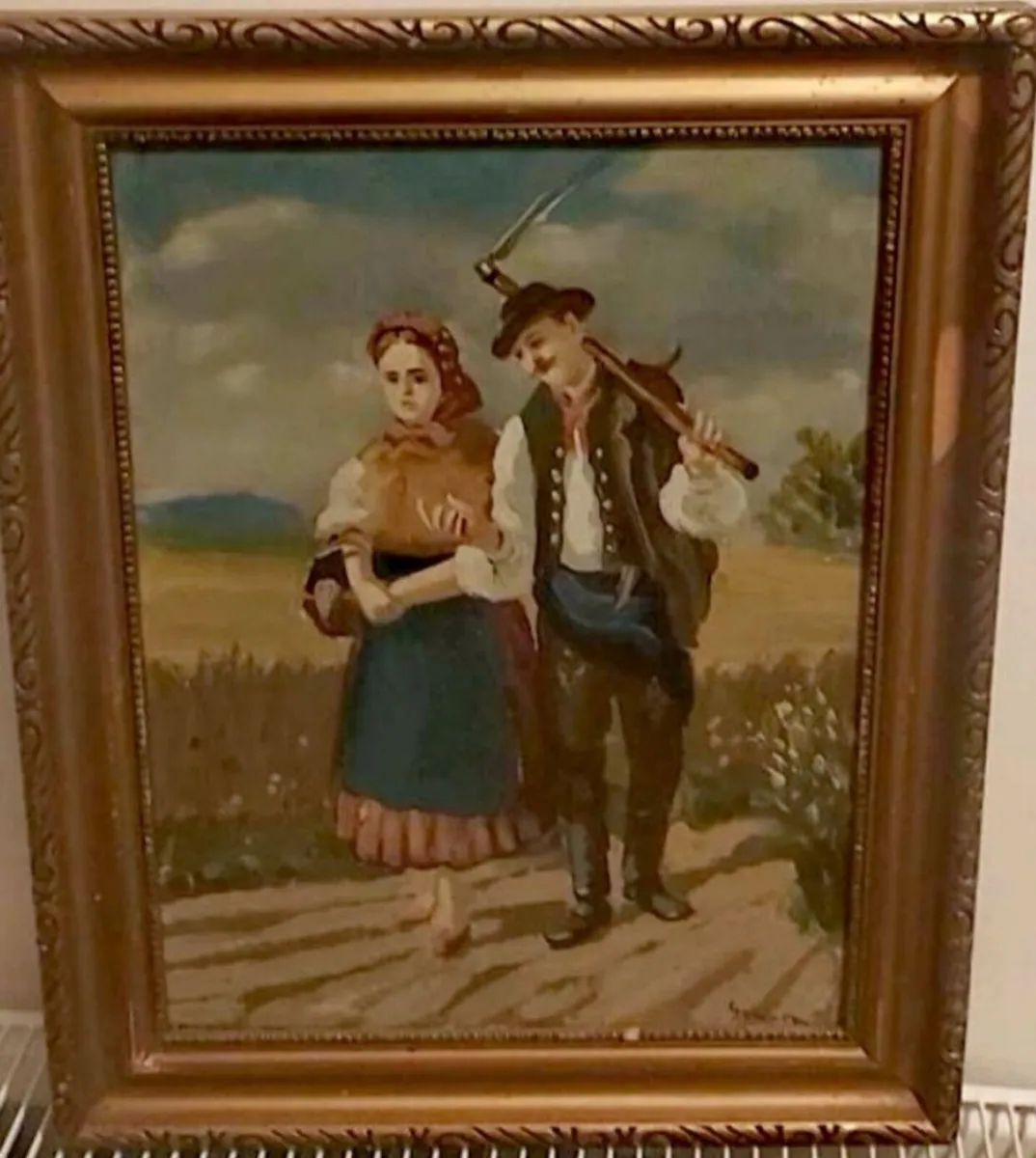 Harvest - antique oil painting - Image 1