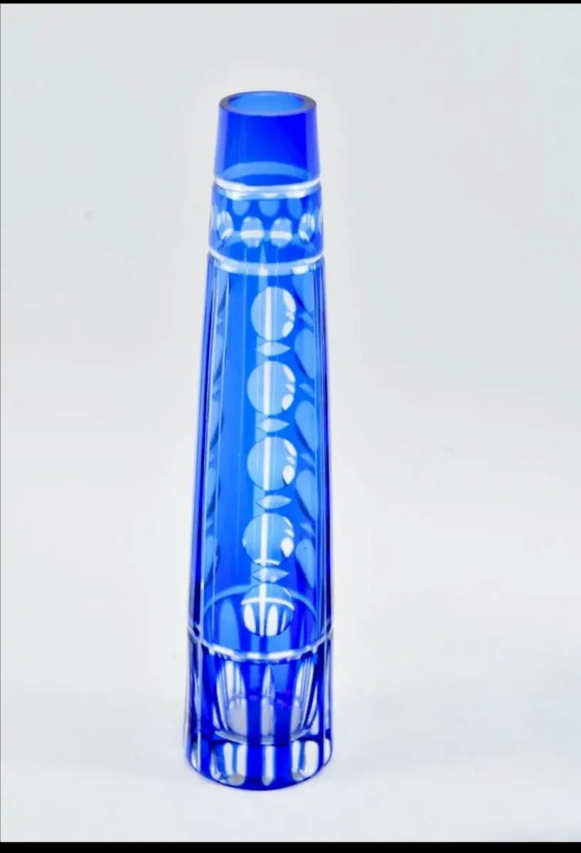 Art deco hand cut crystal bowl and vase - Image 3