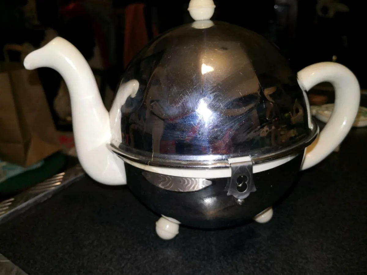 Antique English metal covered large teapot - Image 1