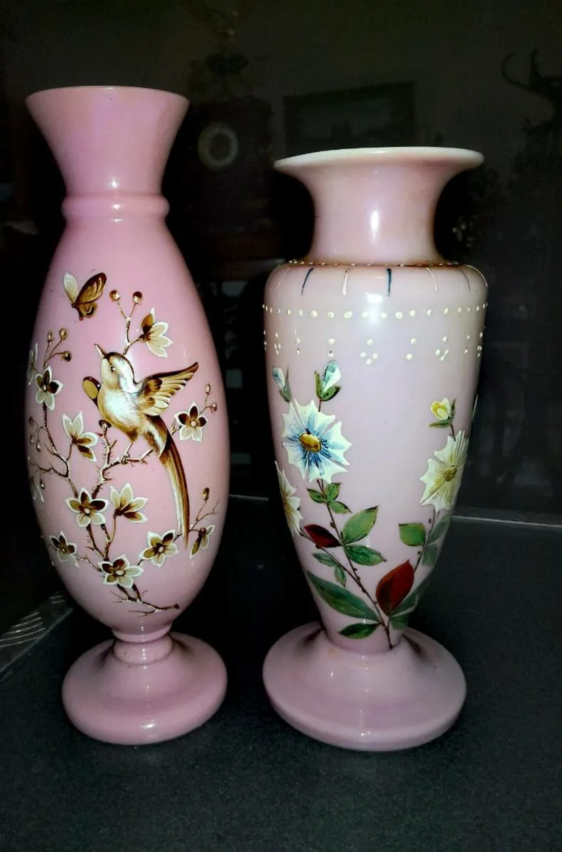 2 Victorian large antique vase handmade with ename - Image 1