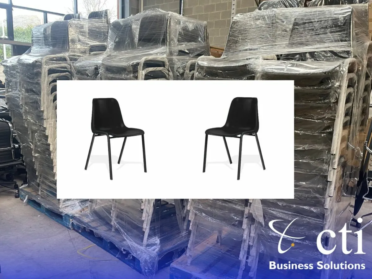 300 x New Polly Visitor Stacking Chairs - Black - Image 1