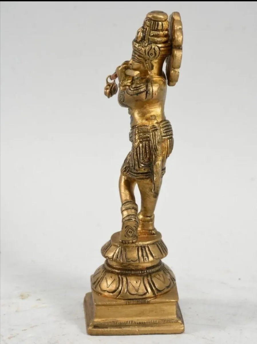 Solid brass Deity on flute statue - Image 3