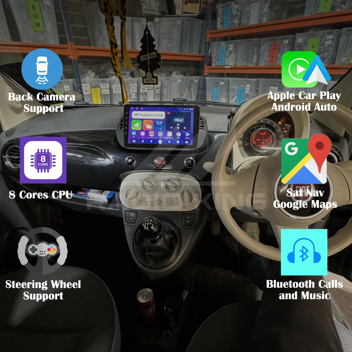 PREMIUM CARPLAY FIAT 500 ANDROID AUTO RADIO - Image 1