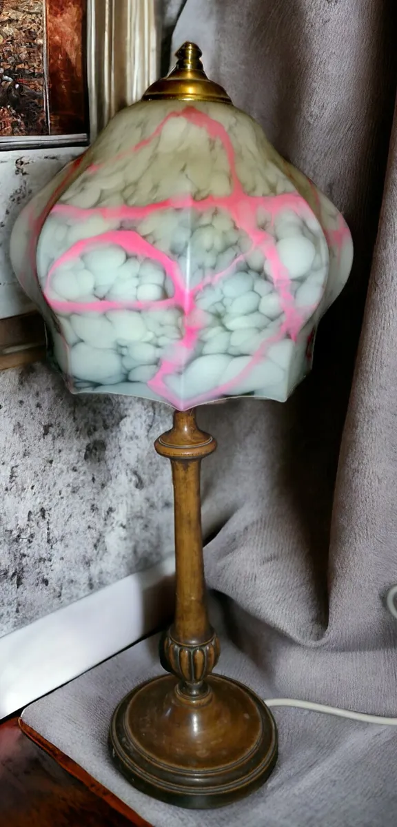 Antique hand carved wooden lamp - Image 2