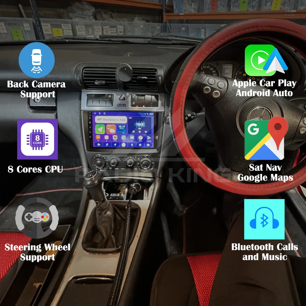 PREMIUM CARPLAY MERCEDES C180 ANDROID AUTO RADIO - Image 1