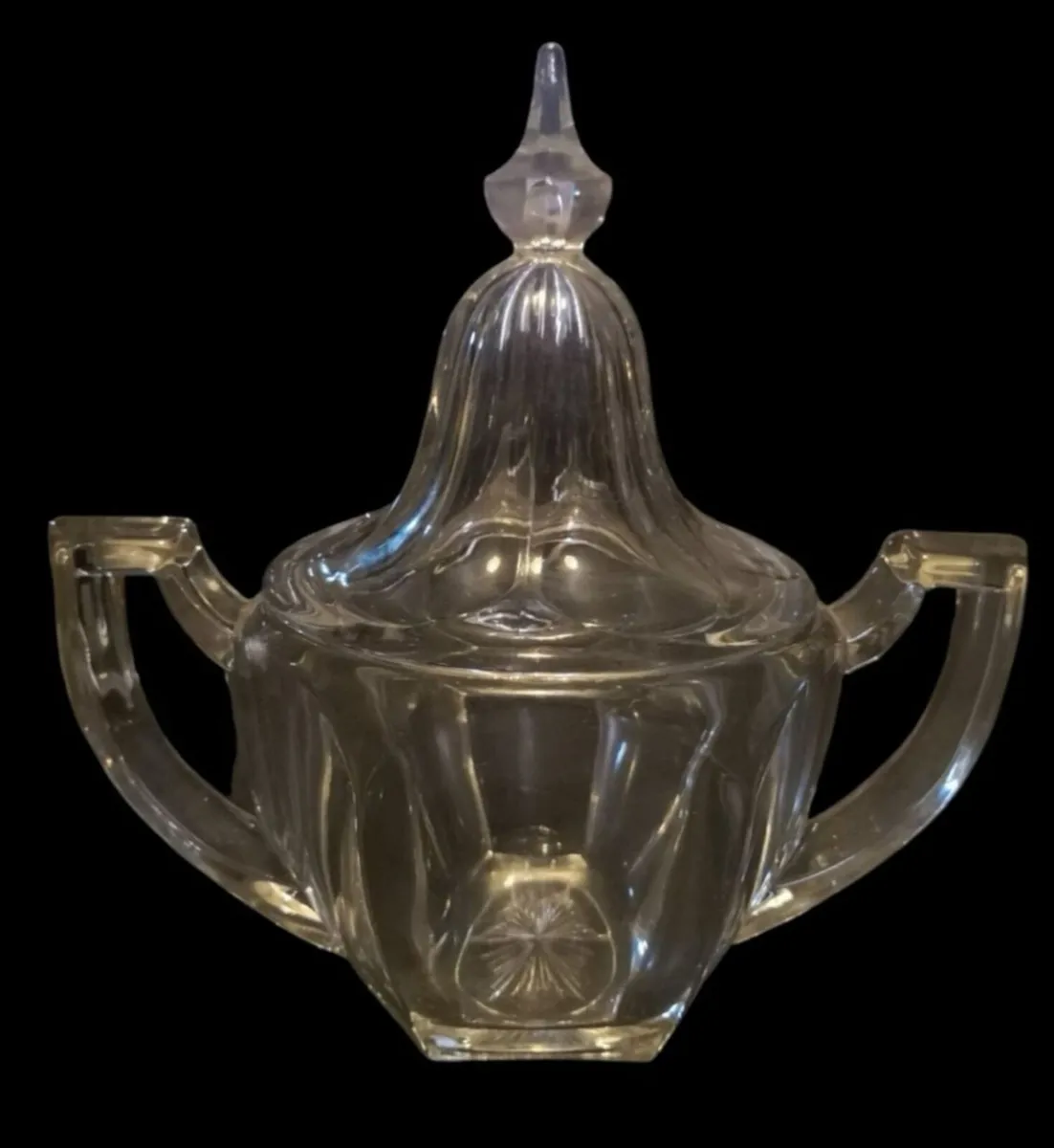 Art Deco pressed glass lidded dish