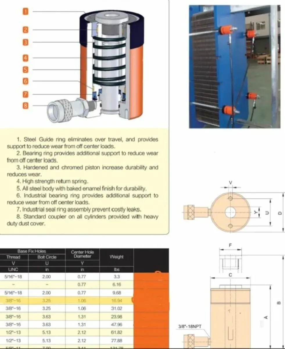 20 Ton Hydraulic Cylinder Hollow Ram - Image 4