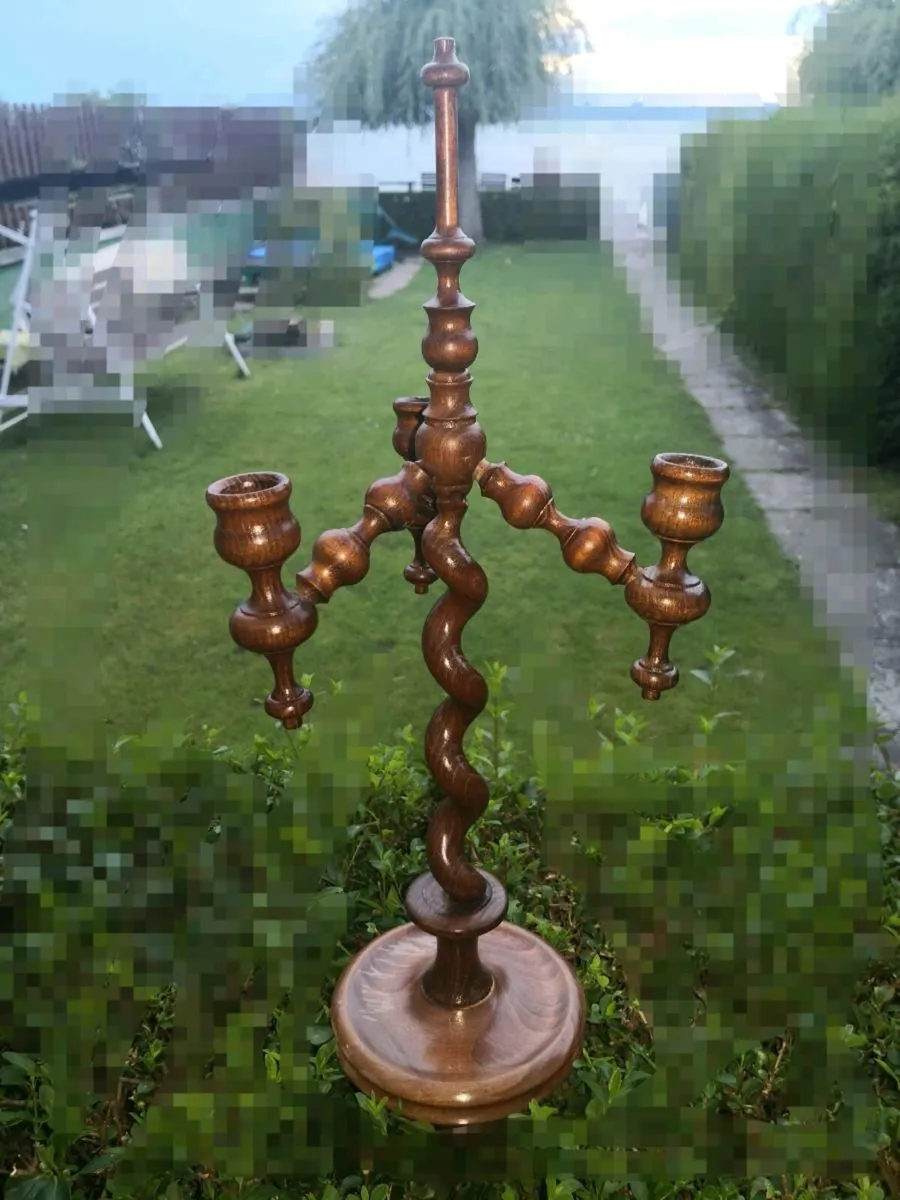 Elegant handcrafted wooden candelabra