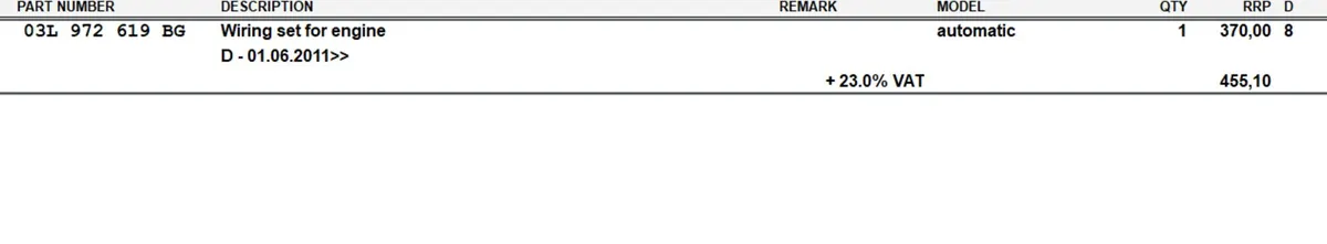 SKODA/VW WIRING 03L972619BG - Image 2