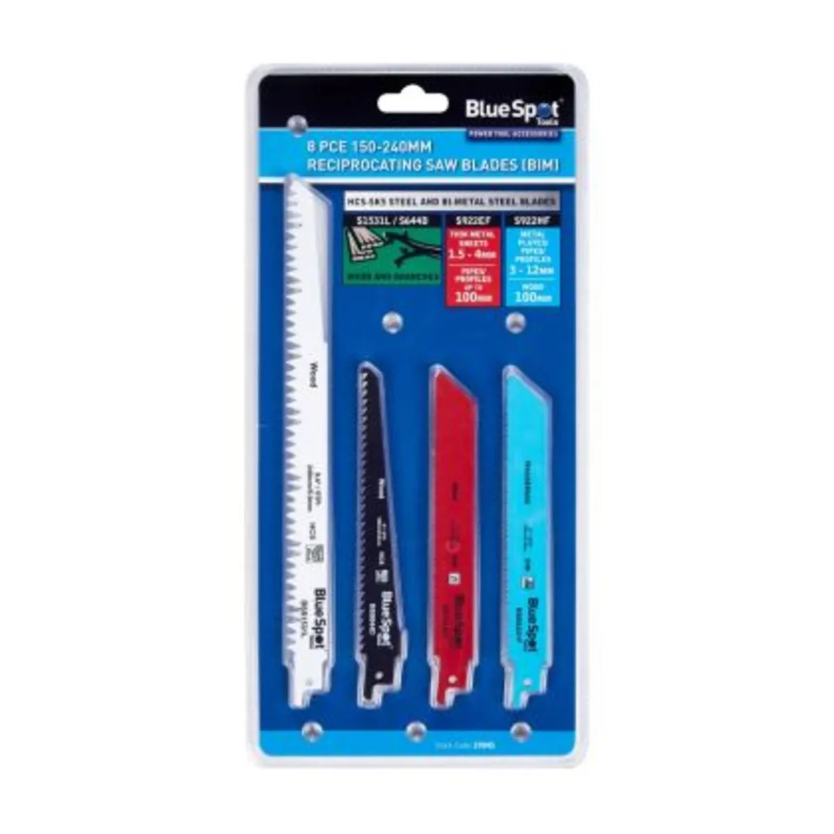 Blue Spot Tools Reciprocating Saw Blades – 8 PCE - Image 1