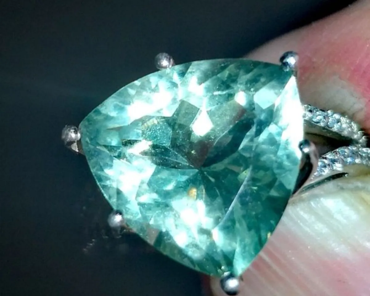 Exquisite green Amethyst silver ring - Image 2