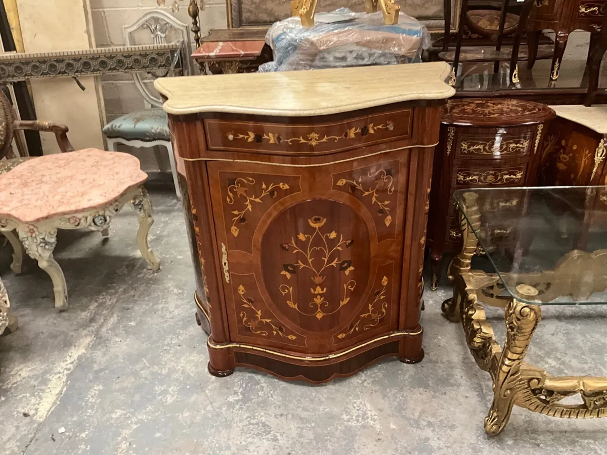 Marble topped inlaid sideboard - Image 1