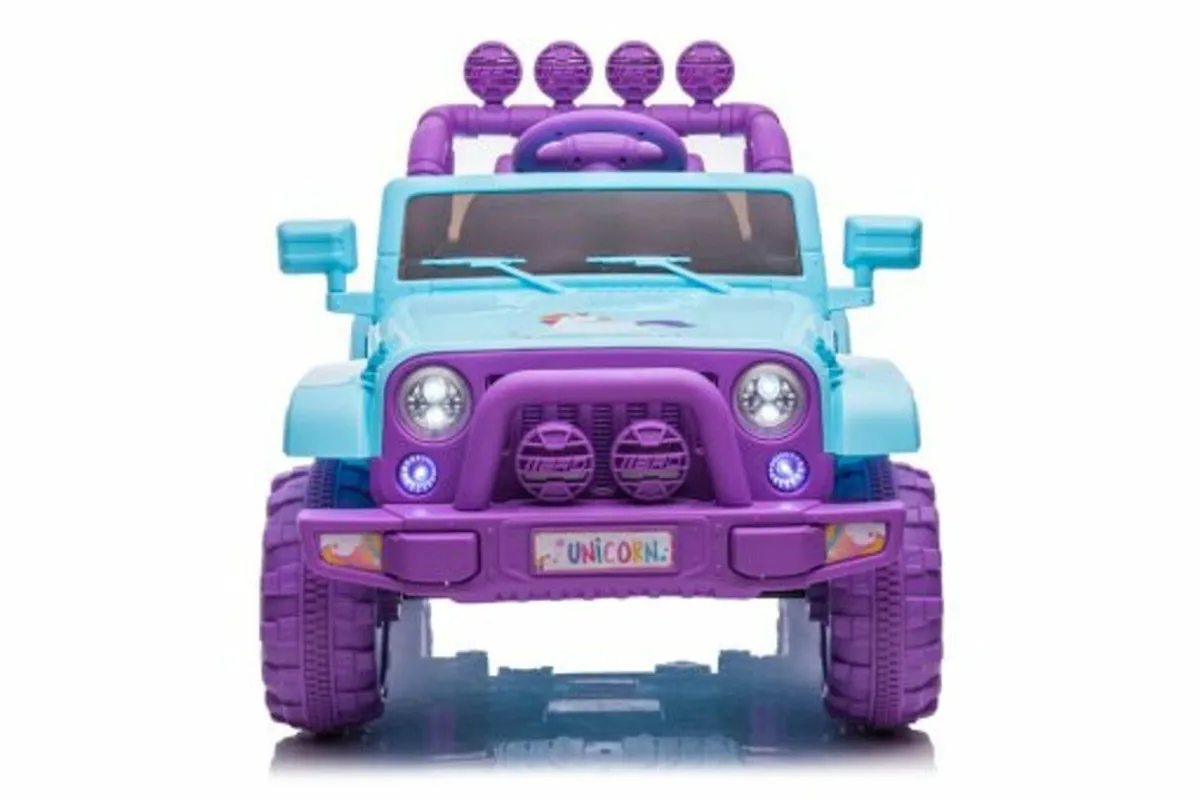 Unicorn 12V Electric Ride On Jeep Blue Purple - Image 1