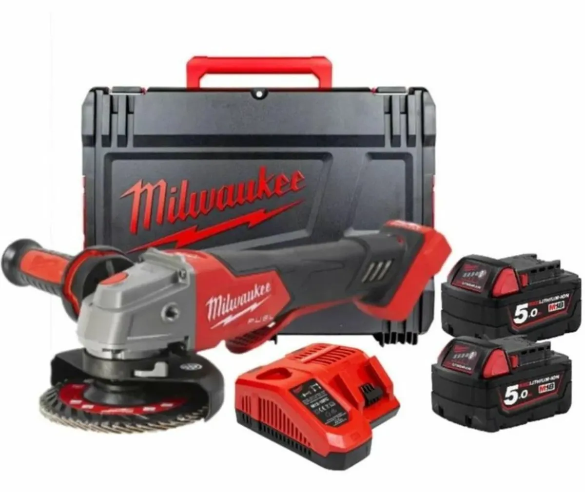 Milwaukee Fuel Angle Grinder C/W 2 X 5ah - Image 1