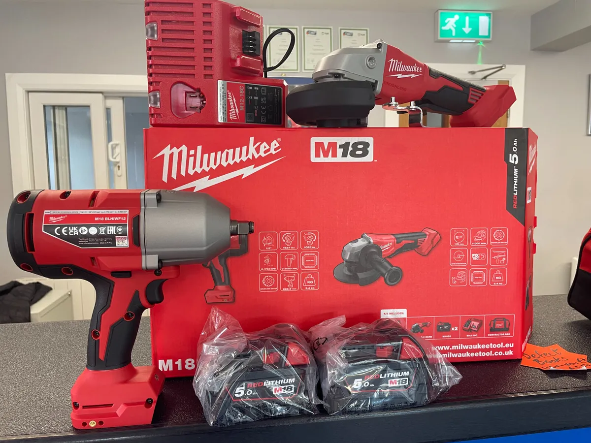 M18 I/2 Inch Impact Wrench , Grinder , Battery Kit - Image 2