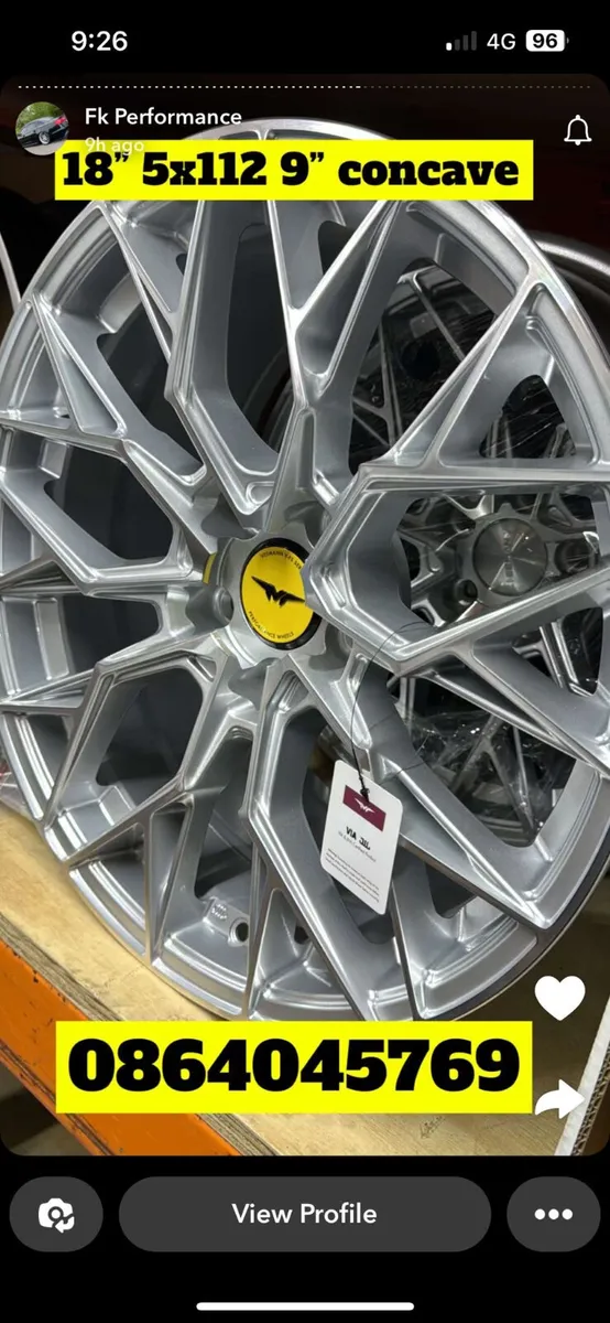 18” veemann 5x112 silver 9.0” concave