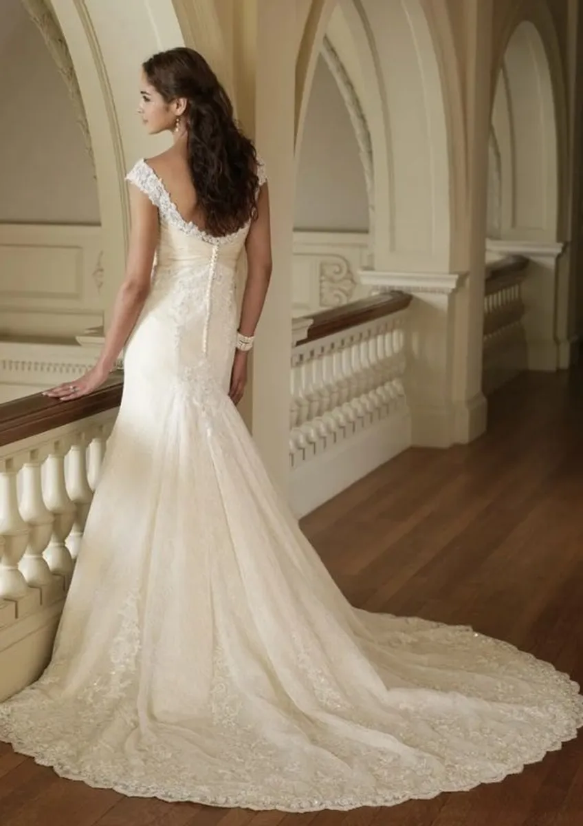 David Tutera Ivory Wedding Dress & Veil - Image 2