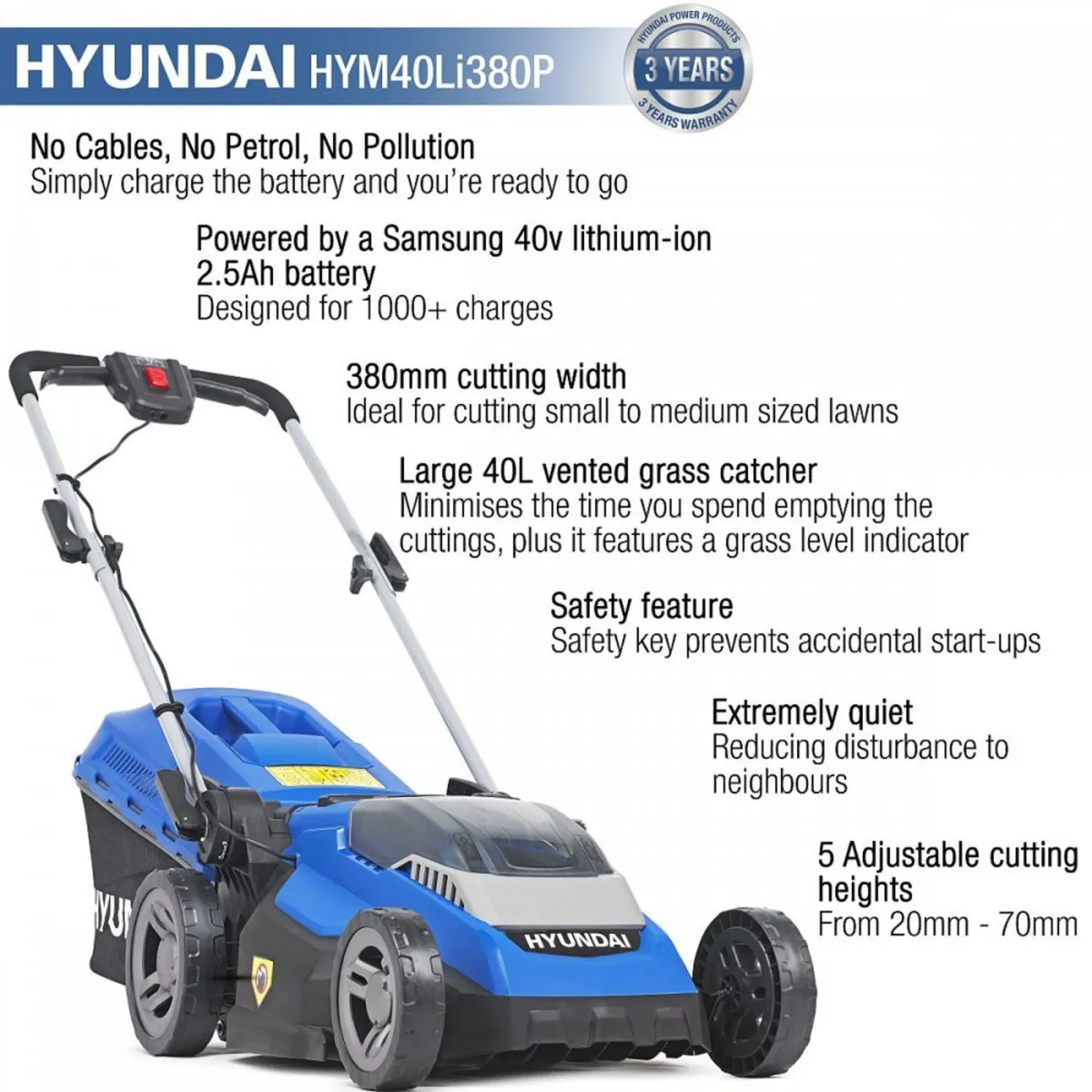 Hyundai 15'' HYM40LI380P 2.5Ah Li-Ion Battery - Image 3