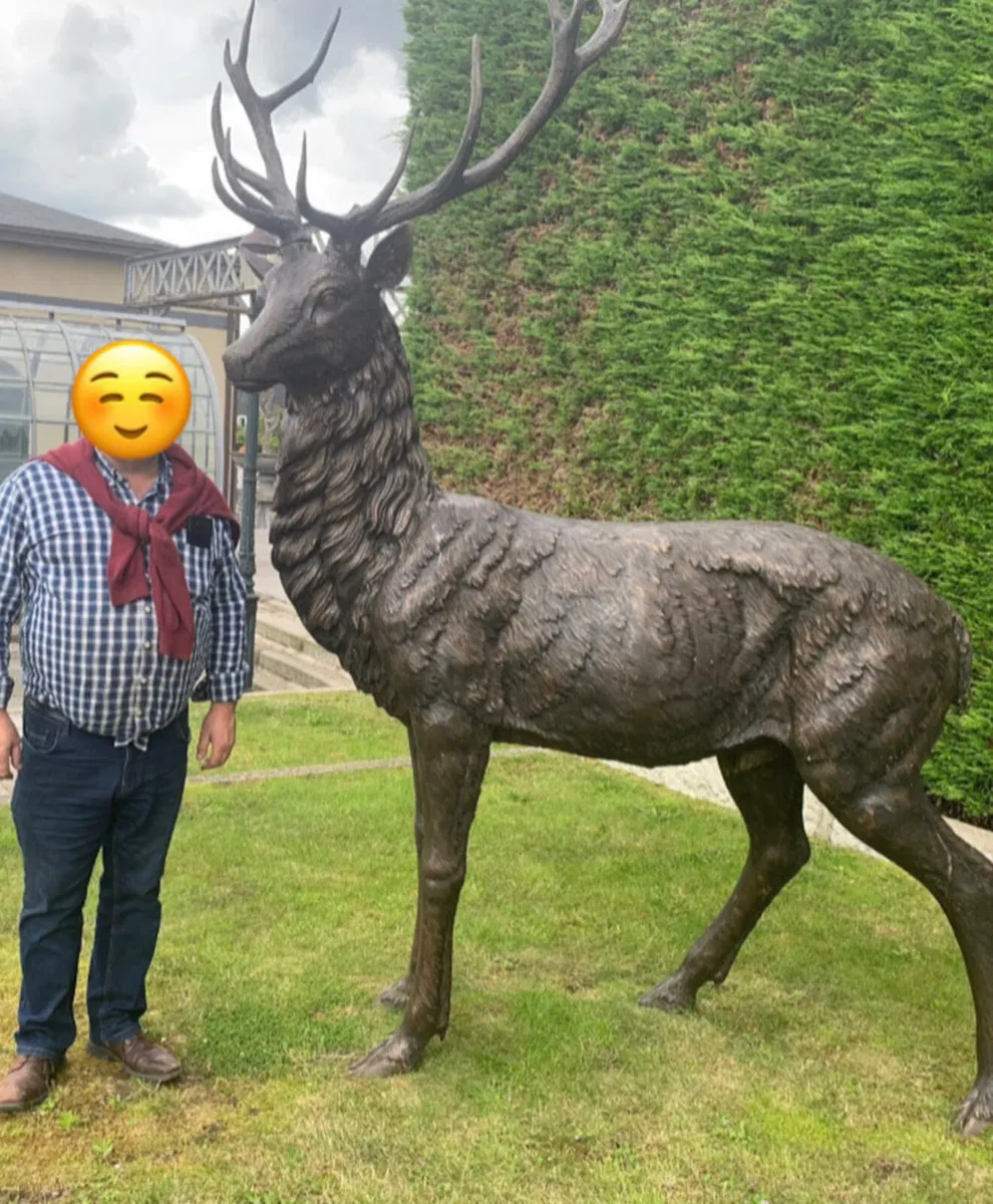 10 feet tall bronze deer sculpture - Image 1