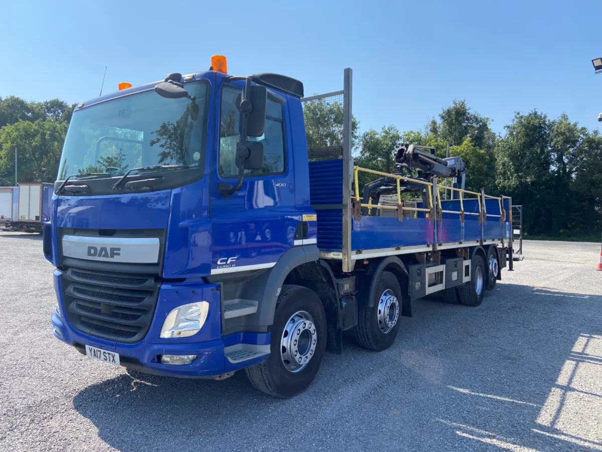 2017 DAF CF 400 8x2 Dropside Flatbed Crane - Image 1