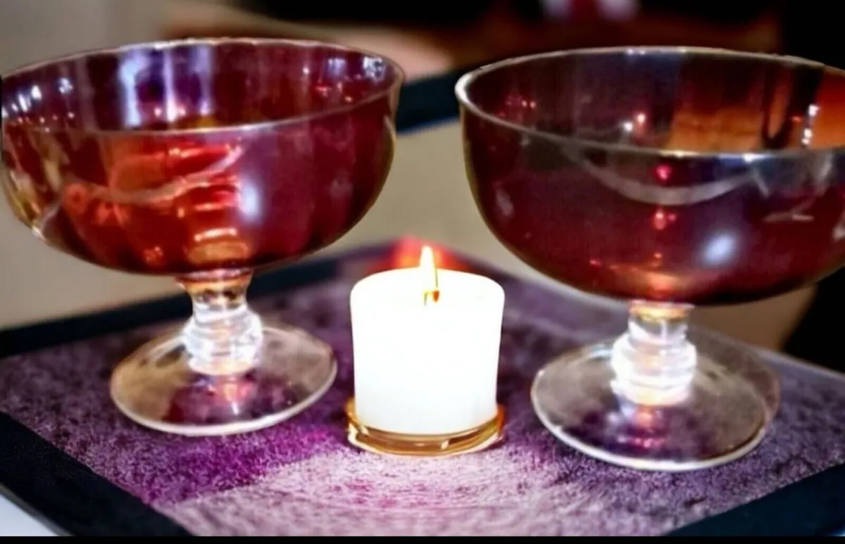 2 large Ruby glass vbowl - Image 1
