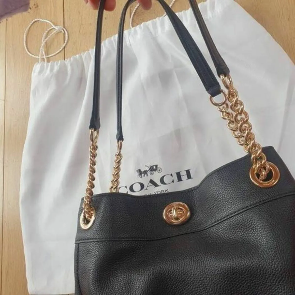 Coach "Edie" Turn-Lock Pebble Leather Bag / NEW / - Image 3