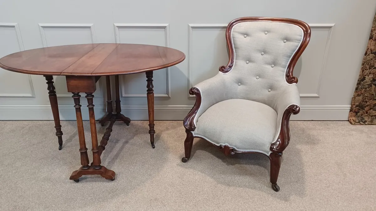 Victorian armchair and Sutherland table - Image 1