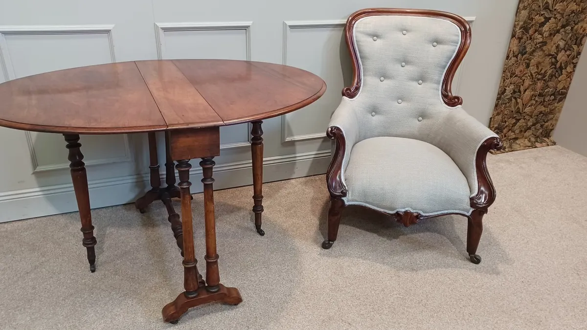 Victorian armchair and Sutherland table - Image 2