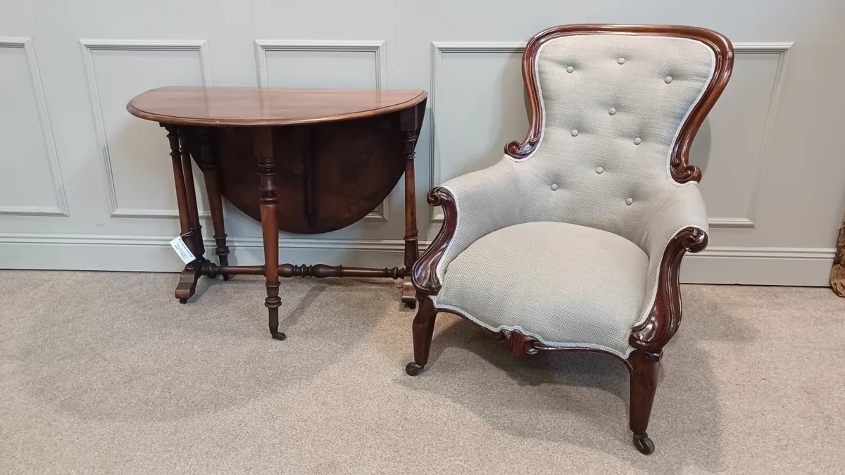 Victorian armchair and Sutherland table - Image 3