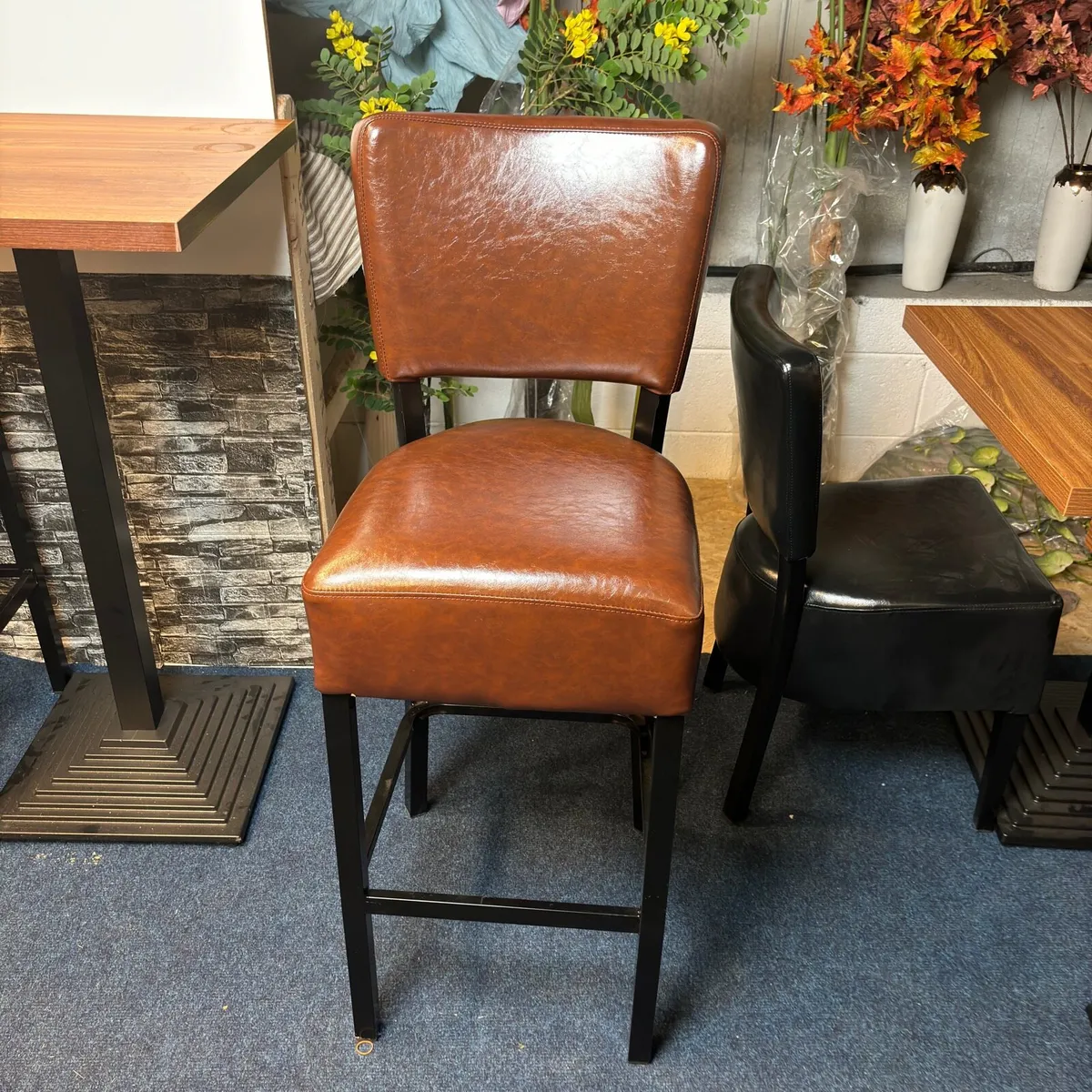 New Classic Brown Faux Barstool In Stock - Image 1