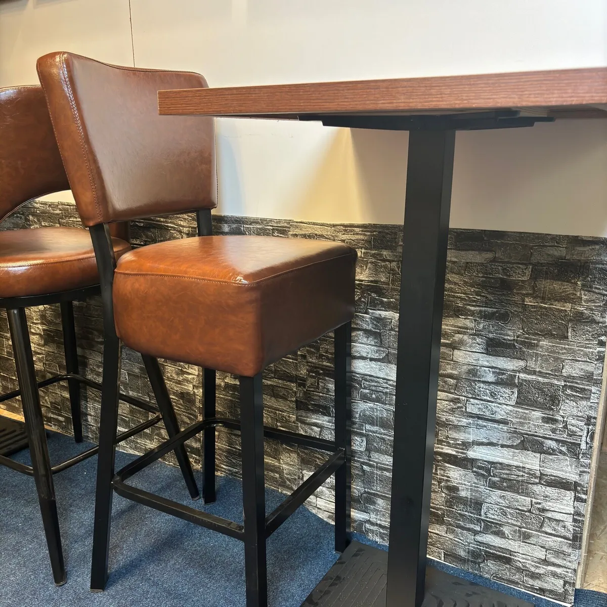 New Classic Brown Faux Barstool In Stock - Image 1