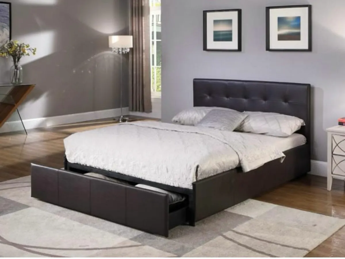 Leather storage bed