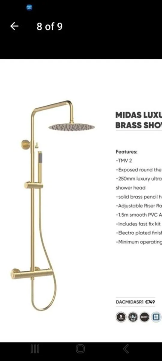 Brushed Brass Luxury Exposed Shower - Image 1