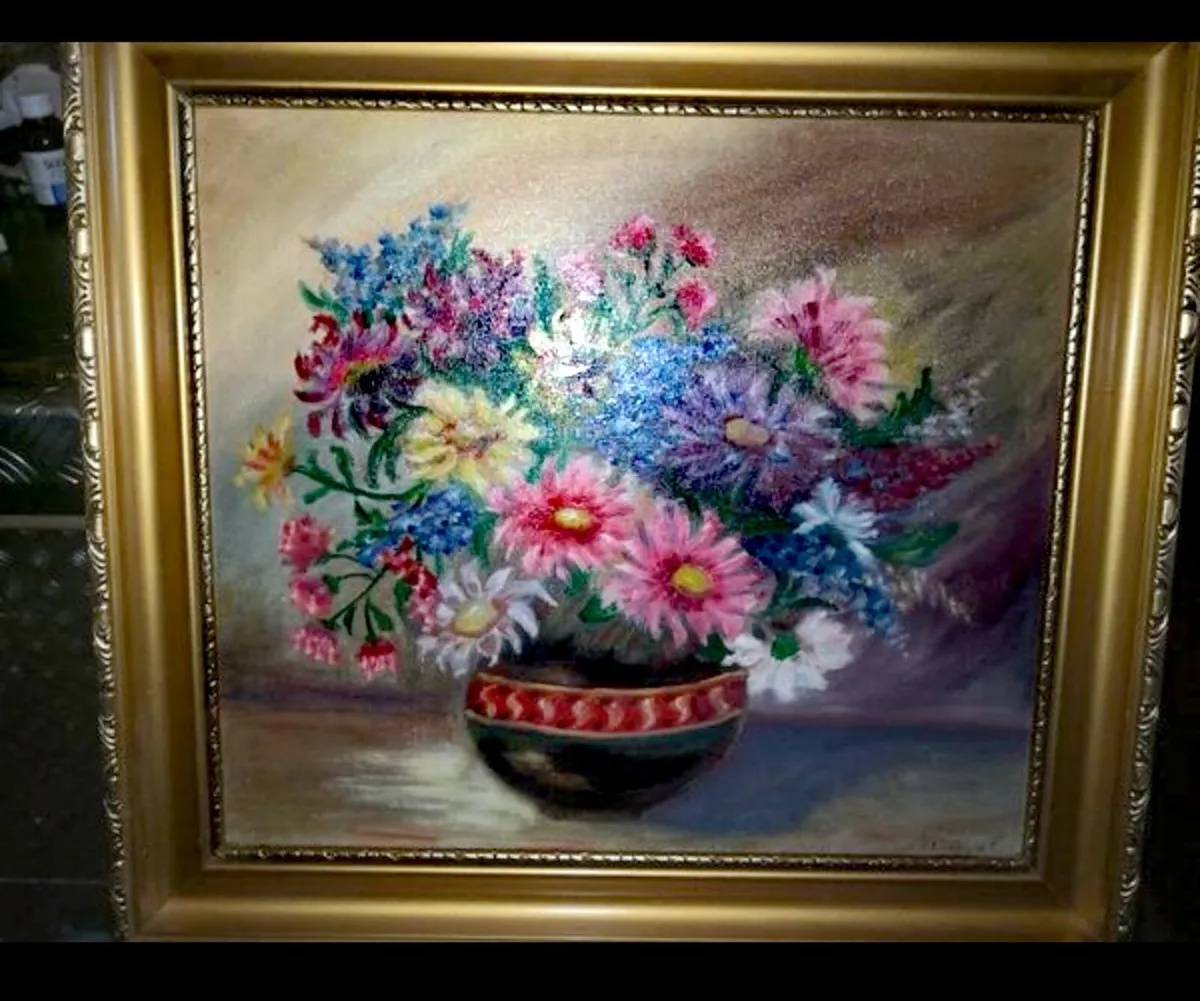 Antique oil painting on canvas - Image 1