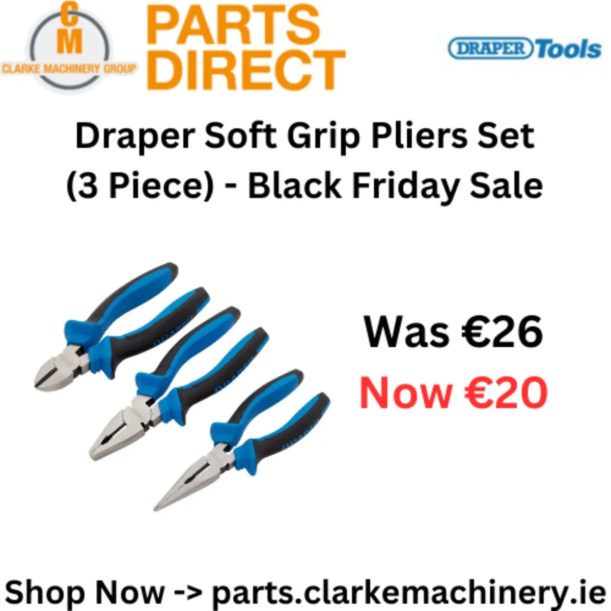 Draper Soft Grip Pliers Set (3 Piece)