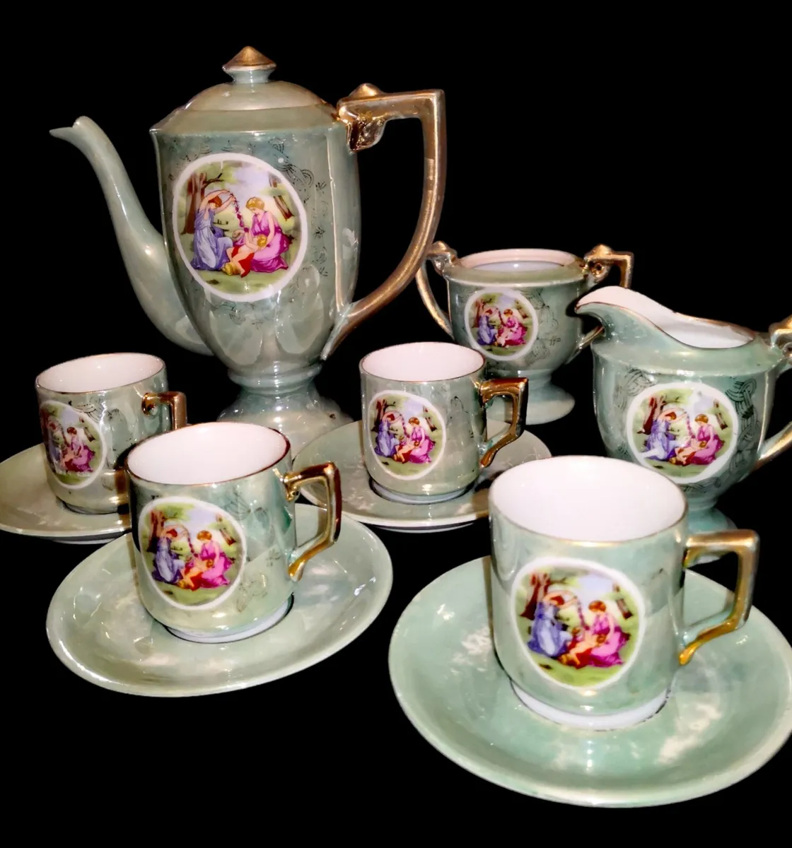 Old Japanese lustre ware set