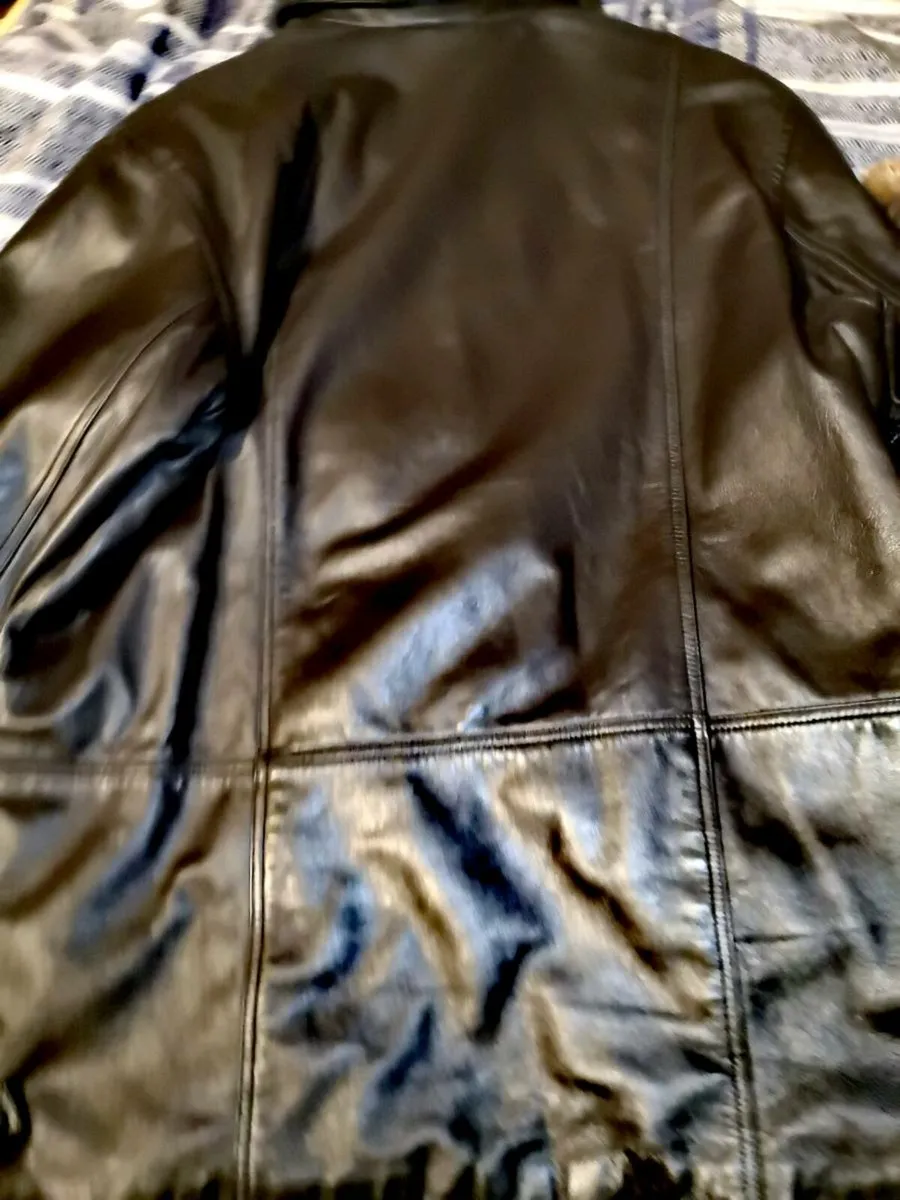 2 genuine sheep leather jacket with fur collar - Image 3
