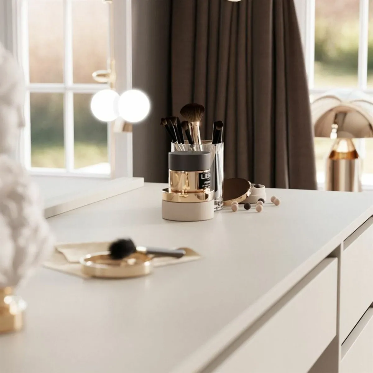 Glamour Vanity Table with Holywood Mirror Cashmere - Image 3