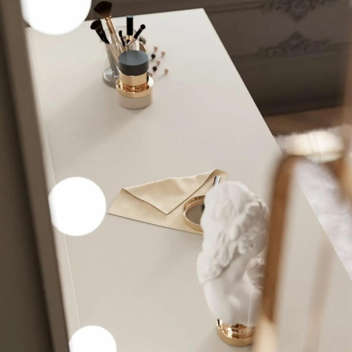 Glamour Vanity Table with Holywood Mirror Cashmere - Image 4