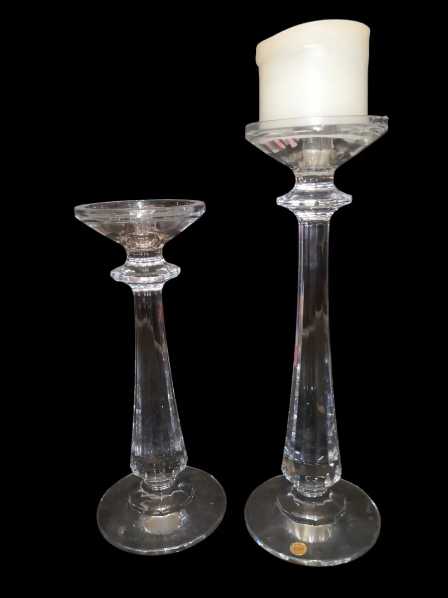 2 tall Tipperary crystal candle holders