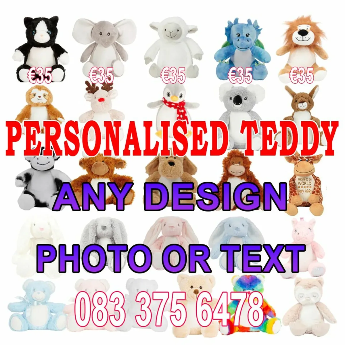 Personalised Teddy Gift Welcome New Baby Girl Boy - Image 1